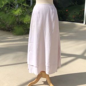 Vintage J.Jill Linen A-Line Layered Maxi Skirt - Pale Pink - Sz. Large